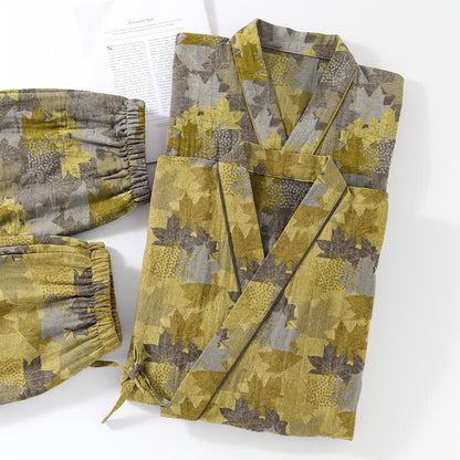 Ensemble pyjama kimono en coton à motif feuille d'érable Ownkoti - image 22