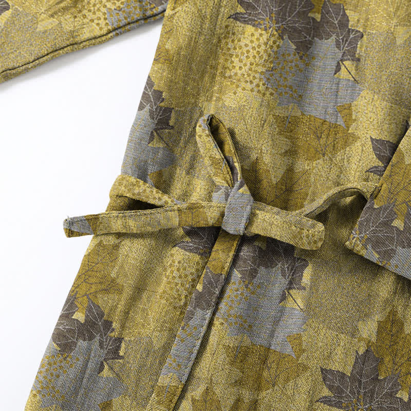 Ensemble pyjama kimono en coton à motif feuille d'érable Ownkoti - image 19