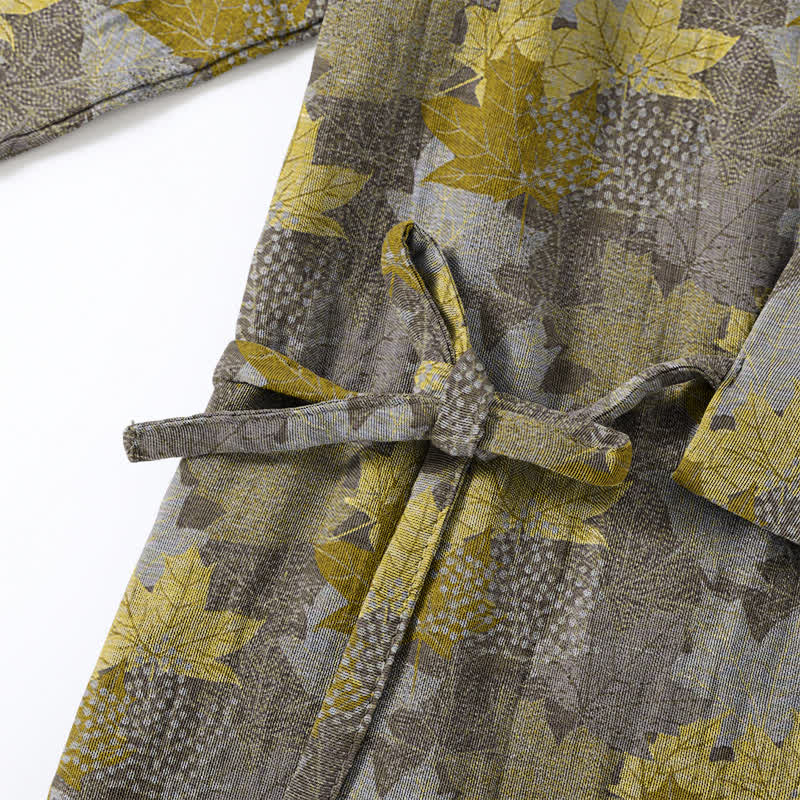 Ensemble pyjama kimono en coton à motif feuille d'érable Ownkoti - image 27