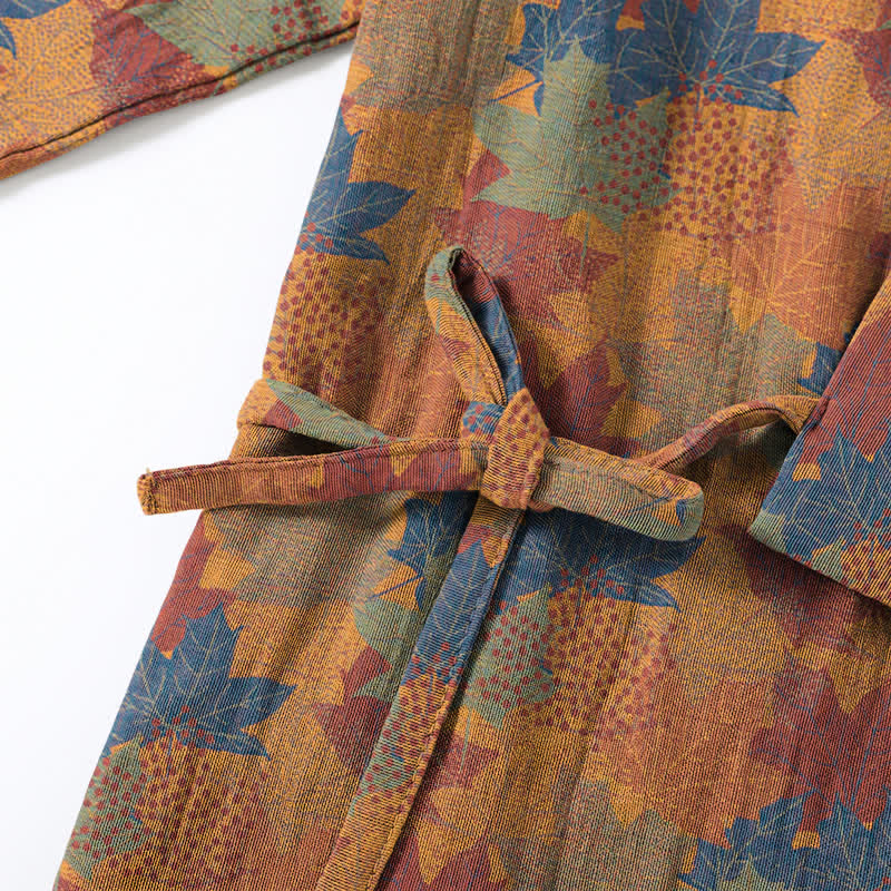 Ensemble pyjama kimono en coton à motif feuille d'érable Ownkoti - image 35