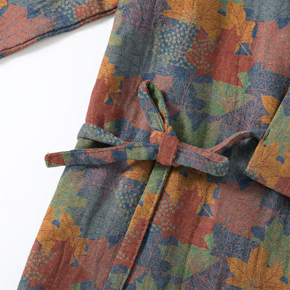 Ensemble pyjama kimono en coton à motif feuille d'érable Ownkoti - image 43