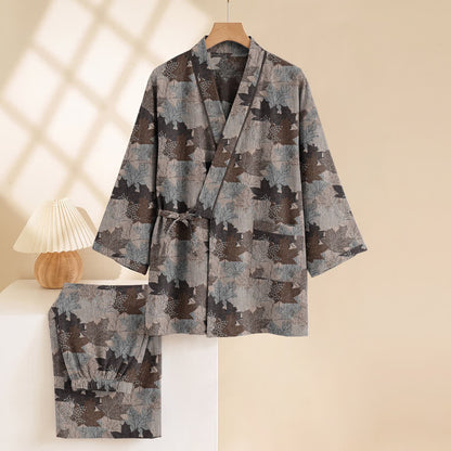Ensemble pyjama kimono en coton à motif feuille d'érable Ownkoti - image 58