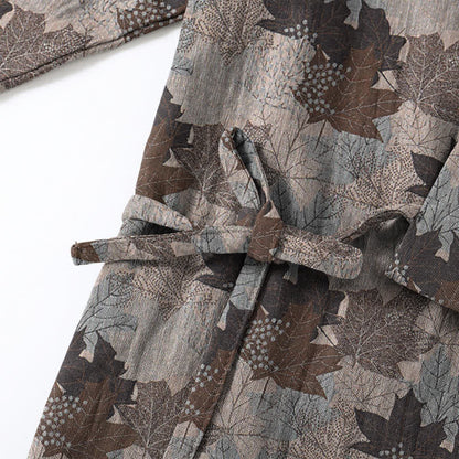 Ensemble pyjama kimono en coton à motif feuille d'érable Ownkoti - image 59
