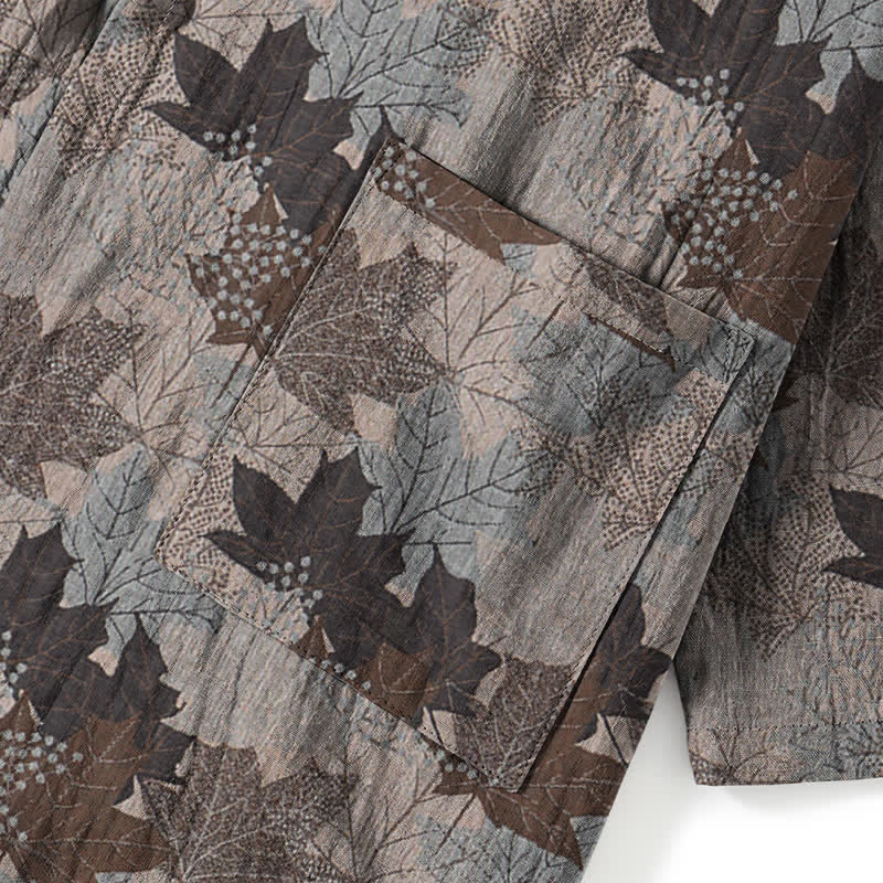 Ensemble pyjama kimono en coton à motif feuille d'érable Ownkoti - image 60