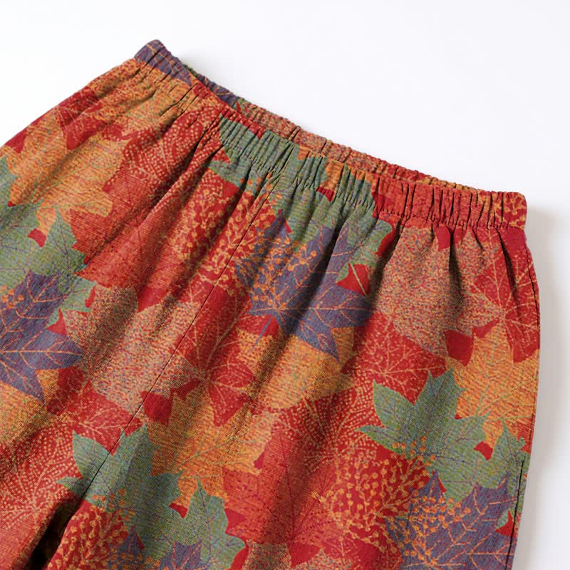 Ensemble de vêtements d'intérieur en coton à motif de feuilles d'érable d'automne Ownkoti - image 4