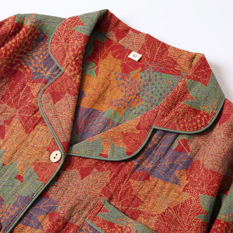 Ensemble de vêtements d'intérieur en coton à motif de feuilles d'érable d'automne Ownkoti - image 2