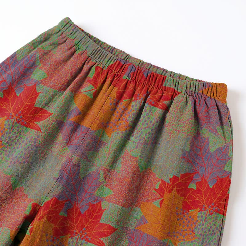 Ensemble de vêtements d'intérieur en coton à motif de feuilles d'érable d'automne Ownkoti - image 10