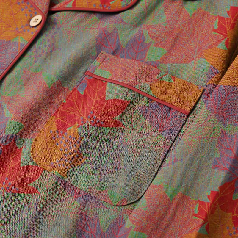 Ensemble de vêtements d'intérieur en coton à motif de feuilles d'érable d'automne Ownkoti - image 9