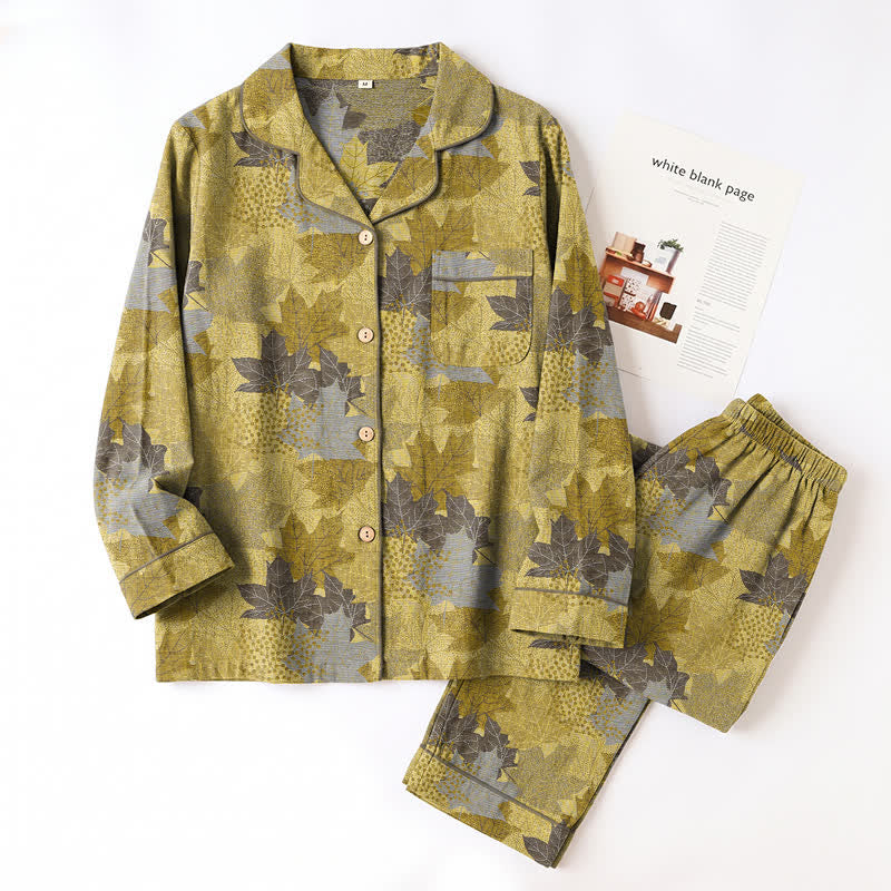 Ensemble de vêtements d'intérieur en coton à motif de feuilles d'érable d'automne Ownkoti - image 17