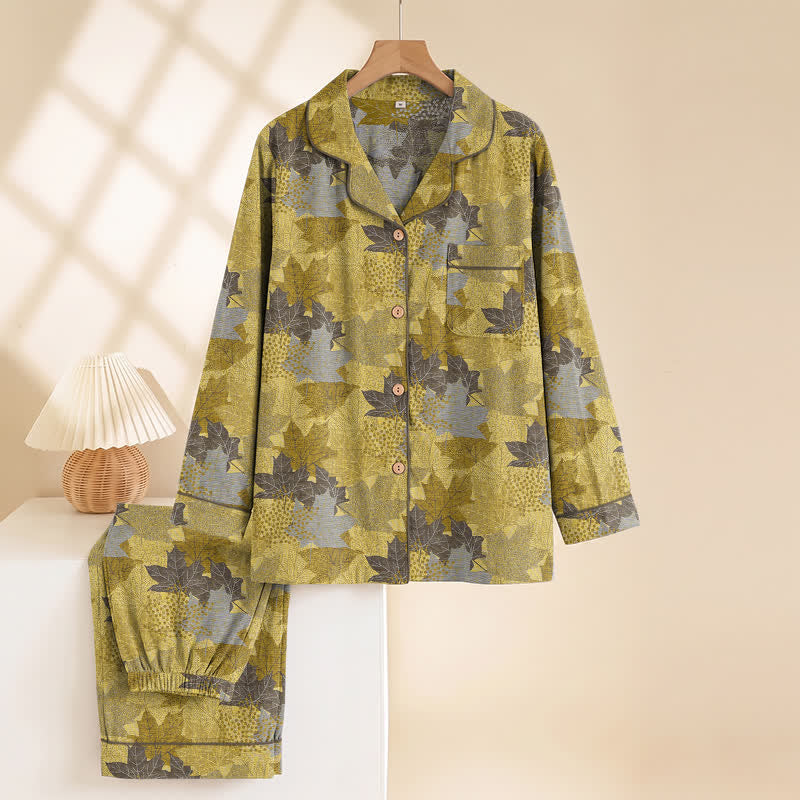 Ensemble de vêtements d'intérieur en coton à motif de feuilles d'érable d'automne Ownkoti - image 13