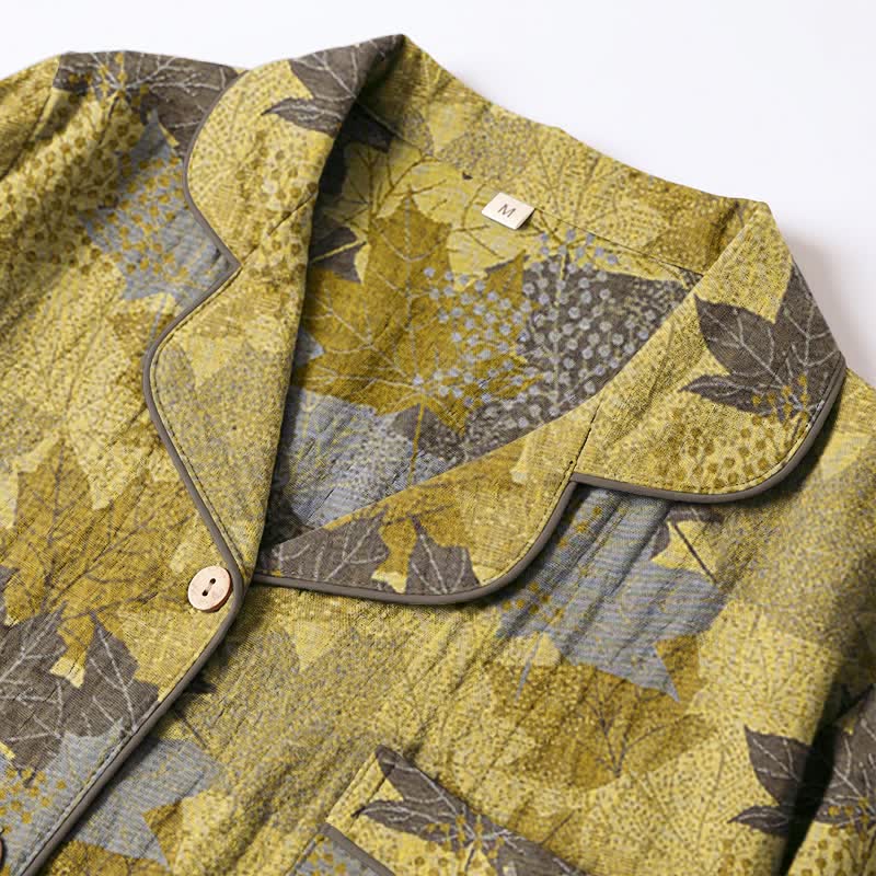 Ensemble de vêtements d'intérieur en coton à motif de feuilles d'érable d'automne Ownkoti - image 14