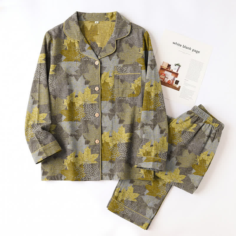 Ensemble de vêtements d'intérieur en coton à motif de feuilles d'érable d'automne Ownkoti - image 23