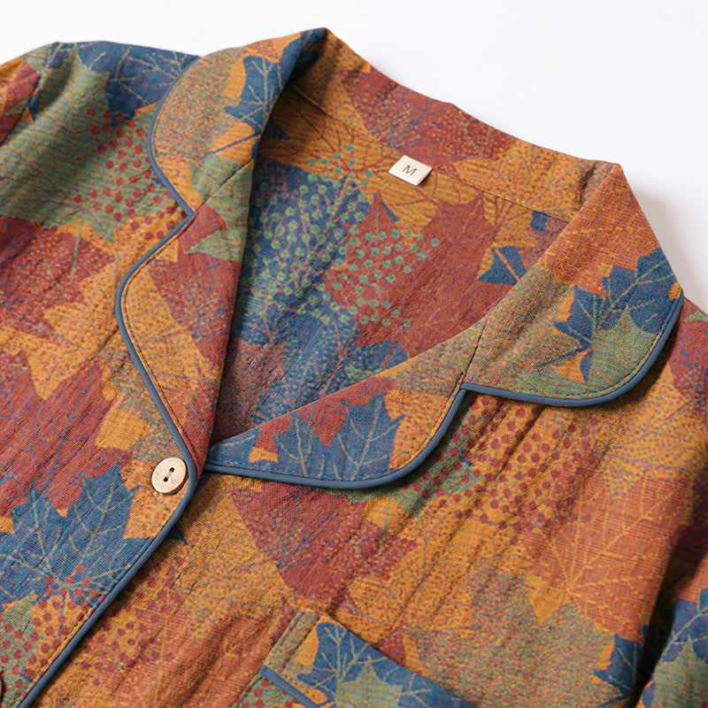 Ensemble de vêtements d'intérieur en coton à motif de feuilles d'érable d'automne Ownkoti - image 26
