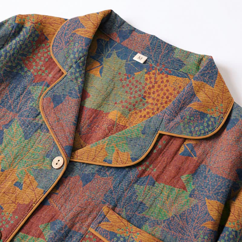 Ensemble de vêtements d'intérieur en coton à motif de feuilles d'érable d'automne Ownkoti - image 32