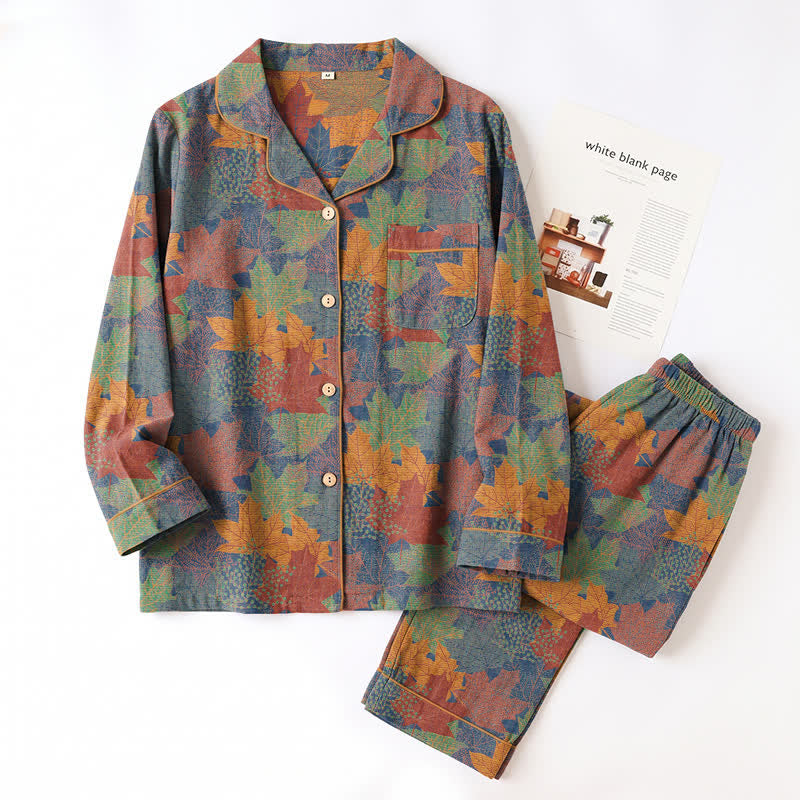 Ensemble de vêtements d'intérieur en coton à motif de feuilles d'érable d'automne Ownkoti - image 35