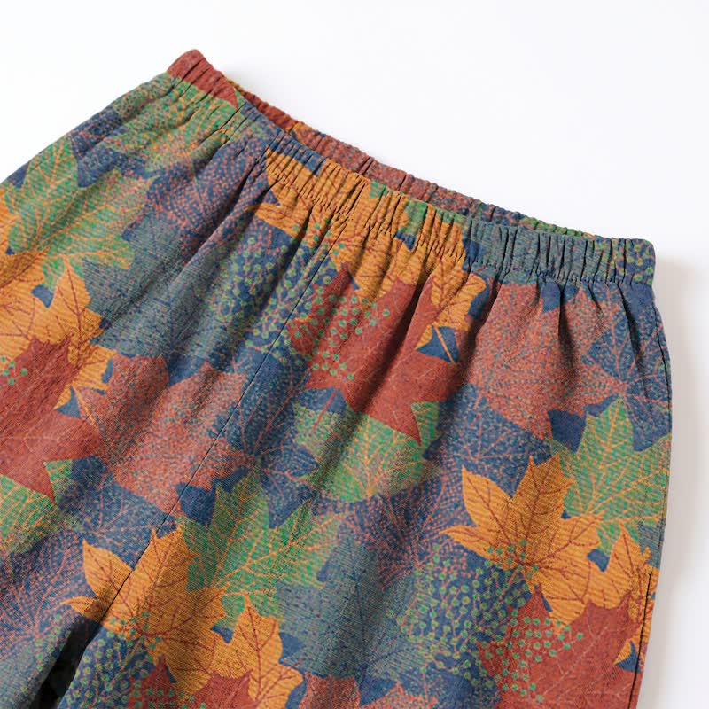 Ensemble de vêtements d'intérieur en coton à motif de feuilles d'érable d'automne Ownkoti - image 34