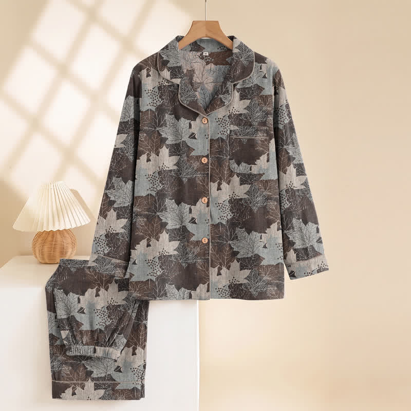 Ensemble de vêtements d'intérieur en coton à motif de feuilles d'érable d'automne Ownkoti - image 37