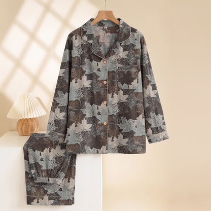 Ensemble de vêtements d'intérieur en coton à motif de feuilles d'érable d'automne Ownkoti - image 37