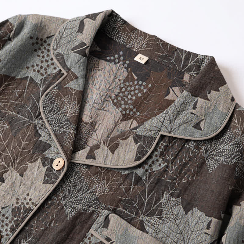 Ensemble de vêtements d'intérieur en coton à motif de feuilles d'érable d'automne Ownkoti - image 38