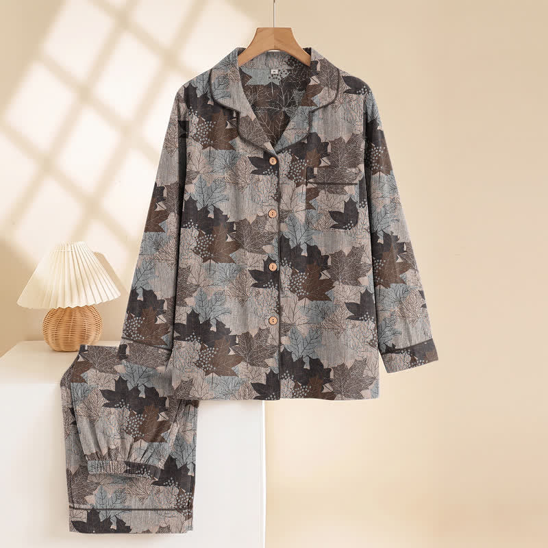 Ensemble de vêtements d'intérieur en coton à motif de feuilles d'érable d'automne Ownkoti - image 43