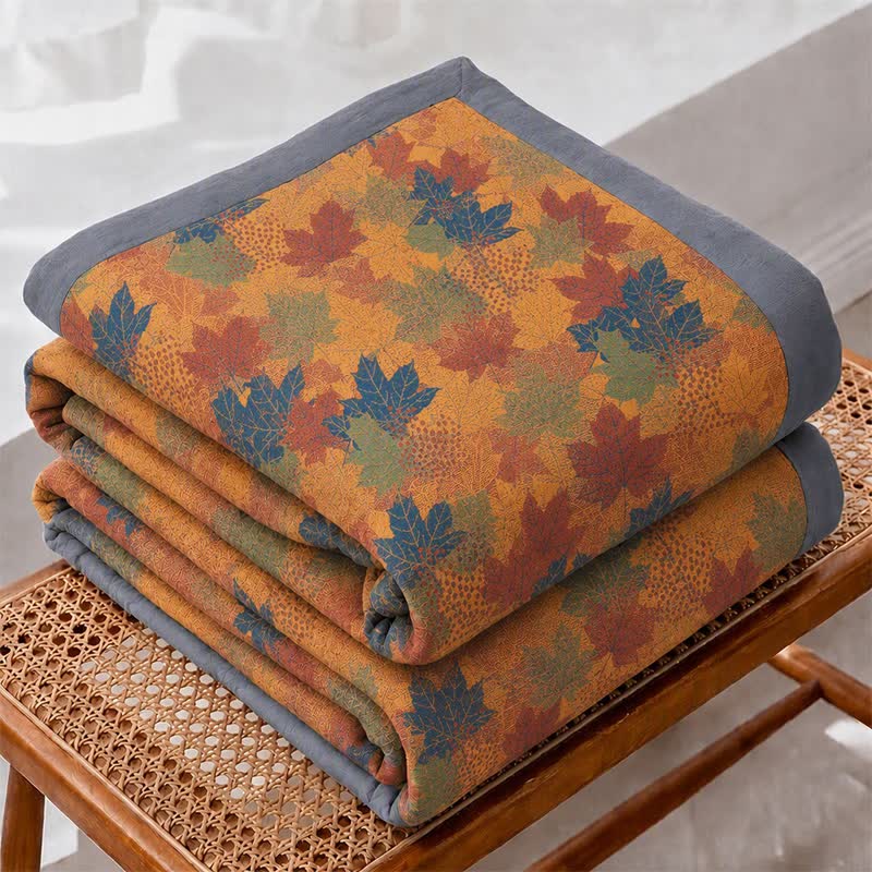 Couverture en coton Ownkoti aux couleurs automnales et aux feuilles d'érable. - image 17