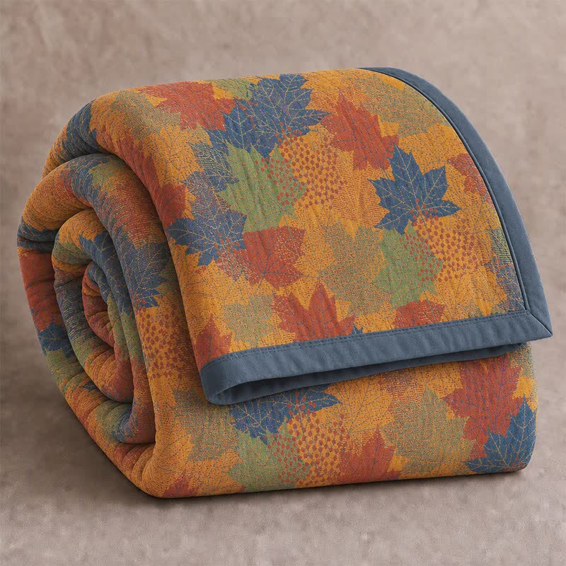 Couverture en coton Ownkoti aux couleurs automnales et aux feuilles d'érable. - Orange et bleu - Couverture - Cal King - image 16