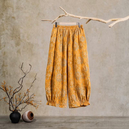 Pantalon de détente en coton à motif tournesol vintage Ownkoti - image 1