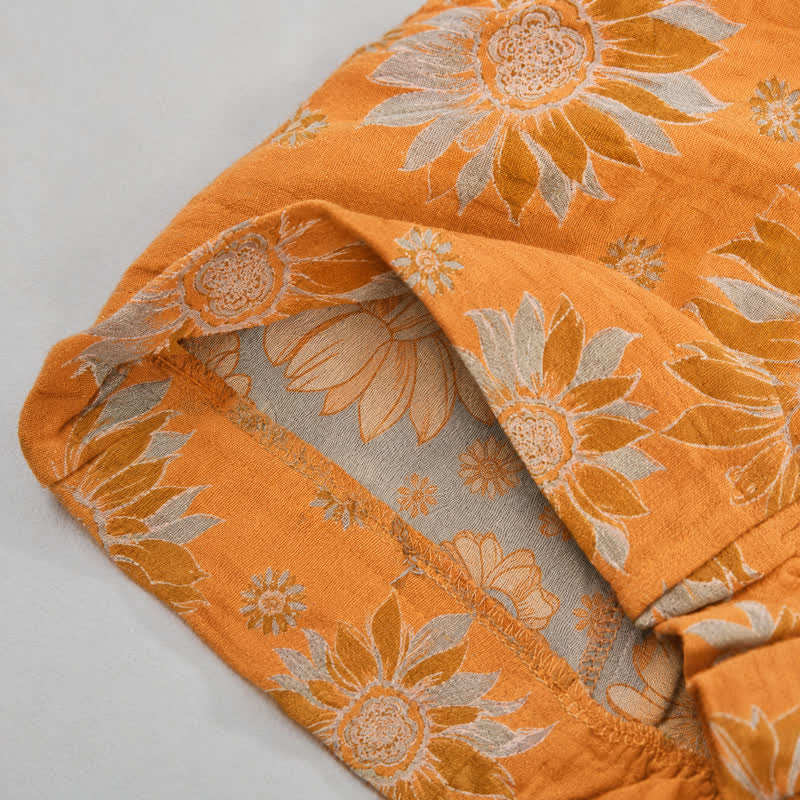 Pantalon de détente en coton à motif tournesol vintage Ownkoti - image 6