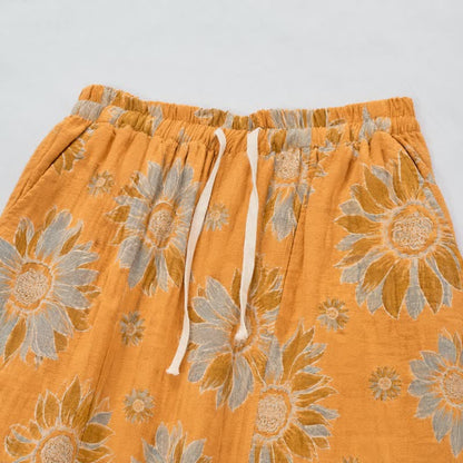 Pantalon de détente en coton à motif tournesol vintage Ownkoti - image 2