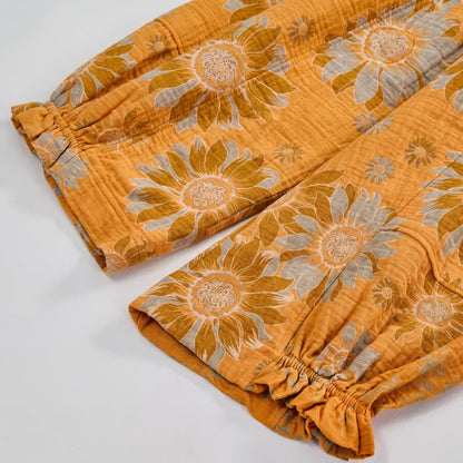 Pantalon de détente en coton à motif tournesol vintage Ownkoti - image 5