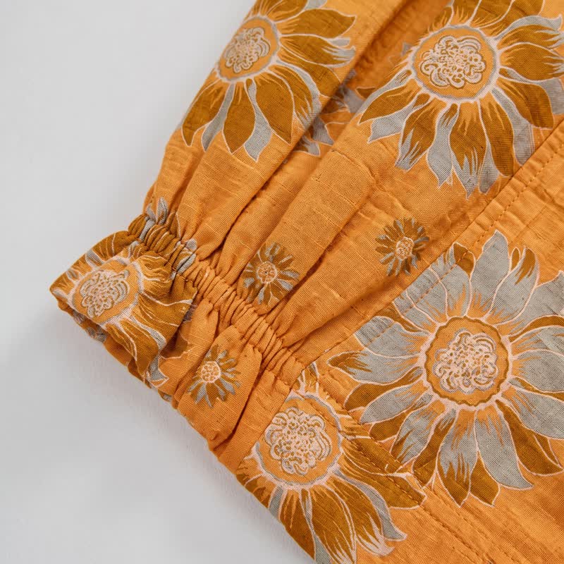 Pantalon de détente en coton à motif tournesol vintage Ownkoti - image 4