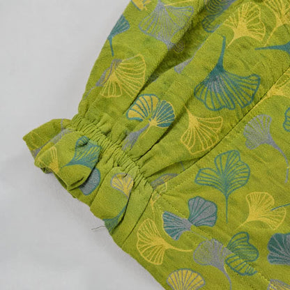 Pantalon de pyjama en coton vert à motif de ginkgo Ownkoti - image 4