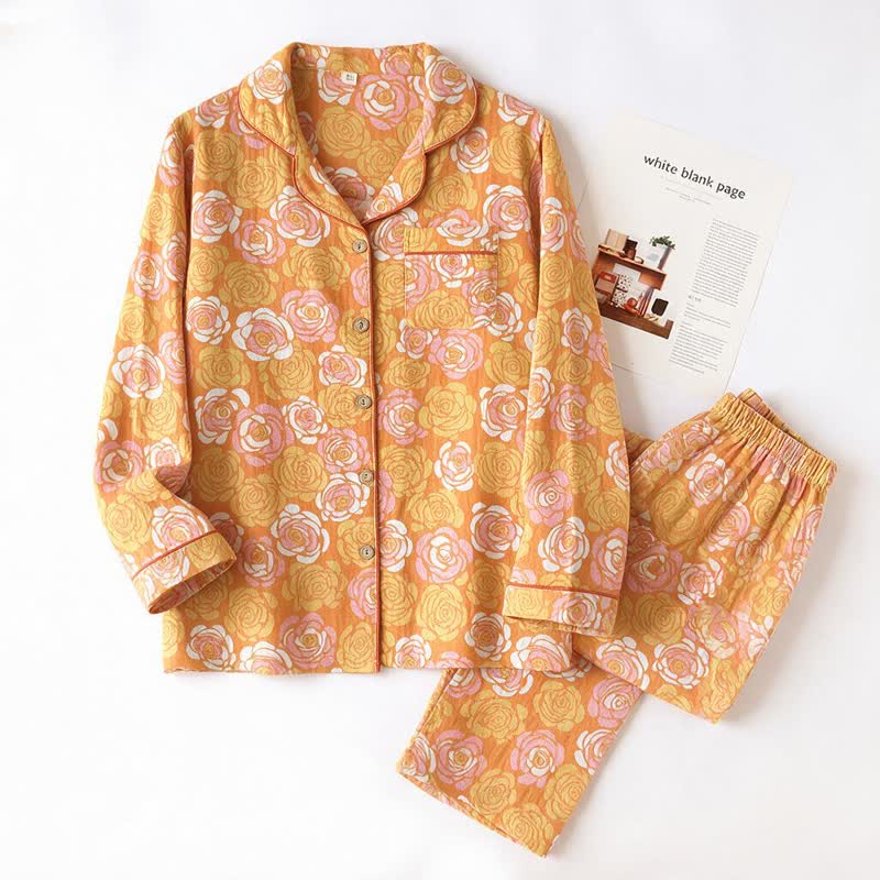Ensemble de pyjama en coton rose orange Ownkoti - image 2