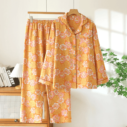 Ensemble de pyjama en coton rose orange Ownkoti - Orange - XXL - image 0