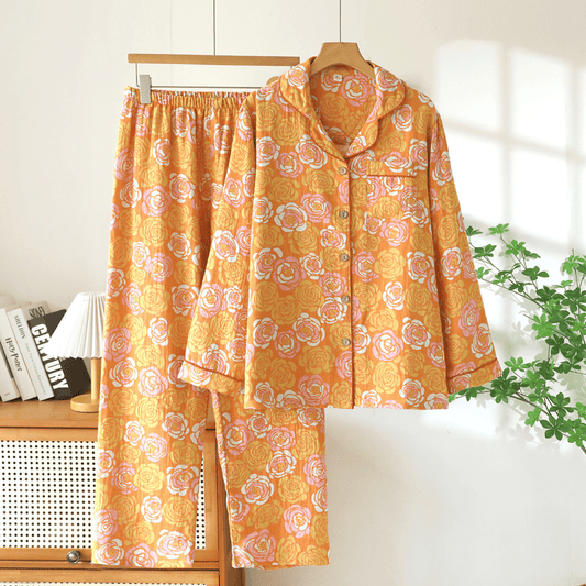 Ensemble de pyjama en coton rose orange Ownkoti - Orange - XXL - image 0