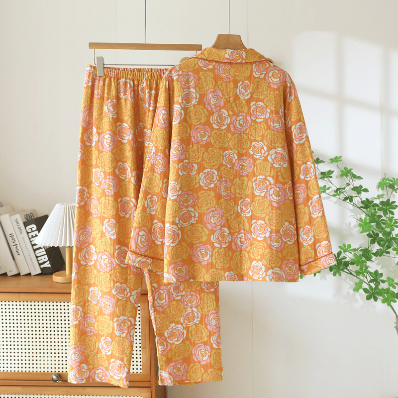 Ensemble de pyjama en coton rose orange Ownkoti - image 1