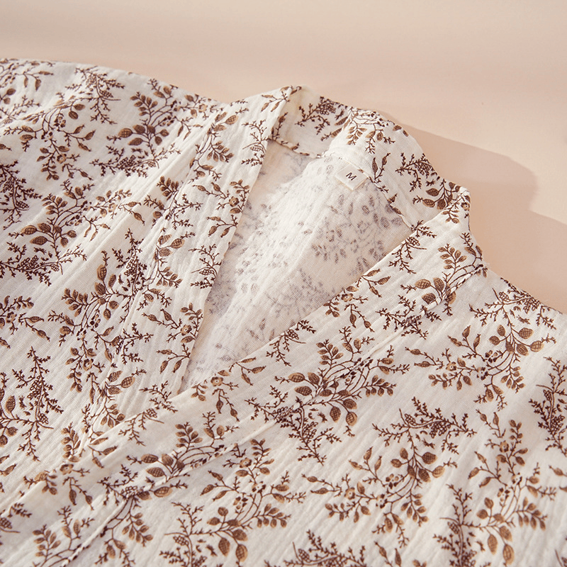 Ensemble de détente en coton à petits motifs floraux marron Ownkoti - image 1