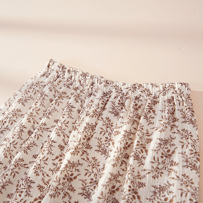 Ensemble de détente en coton à petits motifs floraux marron Ownkoti - image 3