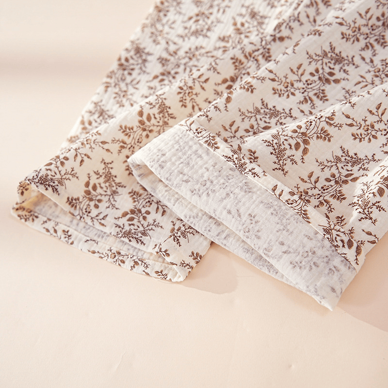 Ensemble de détente en coton à petits motifs floraux marron Ownkoti - image 4