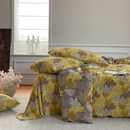 Ensemble de housse de couette en coton à motif de feuilles d'érable colorées Ownkoti - image 12