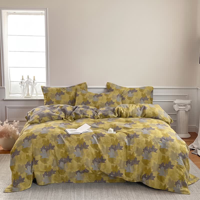 Ensemble de housse de couette en coton à motif de feuilles d'érable colorées Ownkoti - image 11