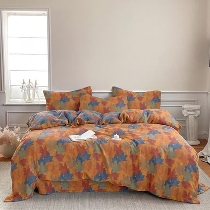 Ensemble de housse de couette en coton à motif de feuilles d'érable colorées Ownkoti - image 18