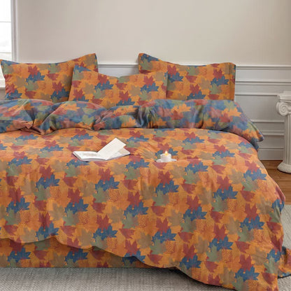 Ensemble de housse de couette en coton à motif de feuilles d'érable colorées Ownkoti - image 15