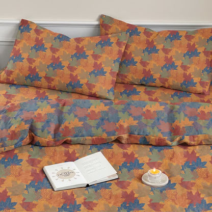 Ensemble de housse de couette en coton à motif de feuilles d'érable colorées Ownkoti - image 20