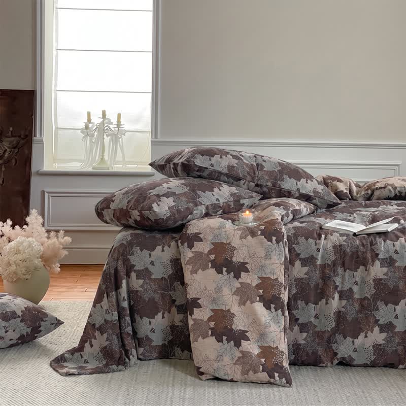 Ensemble de housse de couette en coton à motif de feuilles d'érable colorées Ownkoti - image 26