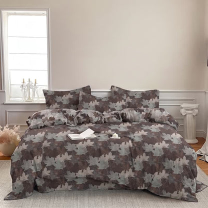 Ensemble de housse de couette en coton à motif de feuilles d'érable colorées Ownkoti - image 25