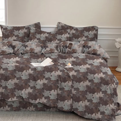 Ensemble de housse de couette en coton à motif de feuilles d'érable colorées Ownkoti - image 22