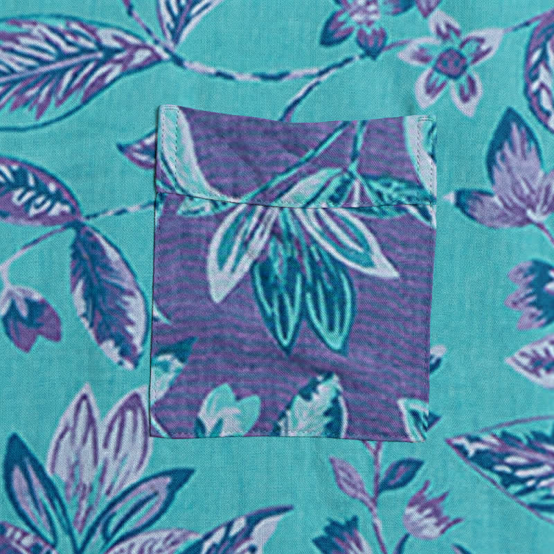 Kimono en coton à feuilles bleues et violettes Ownkoti - image 5