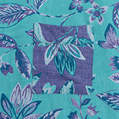 Kimono en coton à feuilles bleues et violettes Ownkoti - image 5
