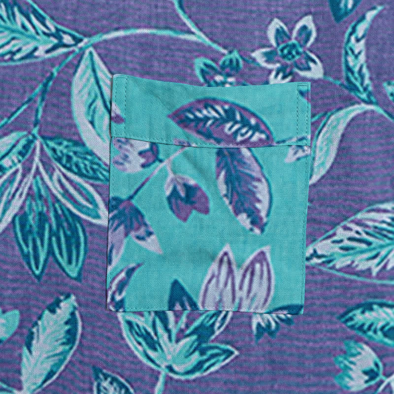Kimono en coton à feuilles bleues et violettes Ownkoti - image 11